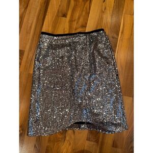 Gracia XL Silver Sequin Skirt Party‎ Cocktail Club NWT FLAW holiday costume
